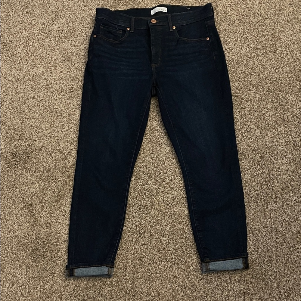 LOFT Dark Indigo Skinny Ankle Jeans